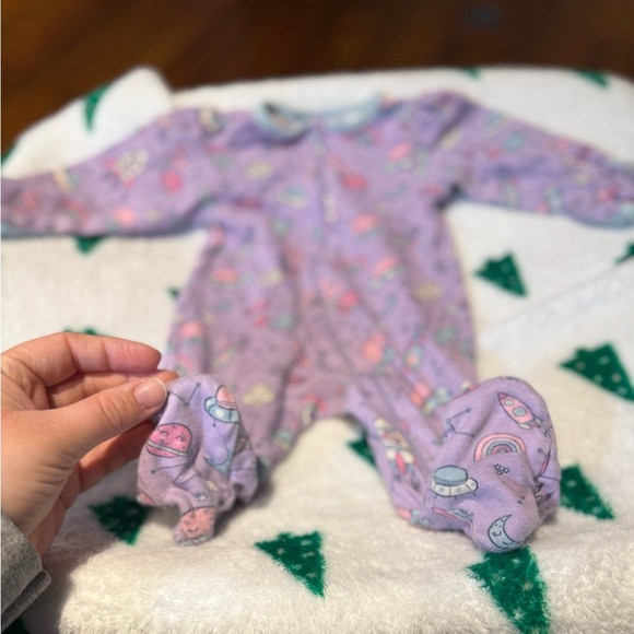 Carter's Purple Paisley Footie One Piece - Picture 4 of 5